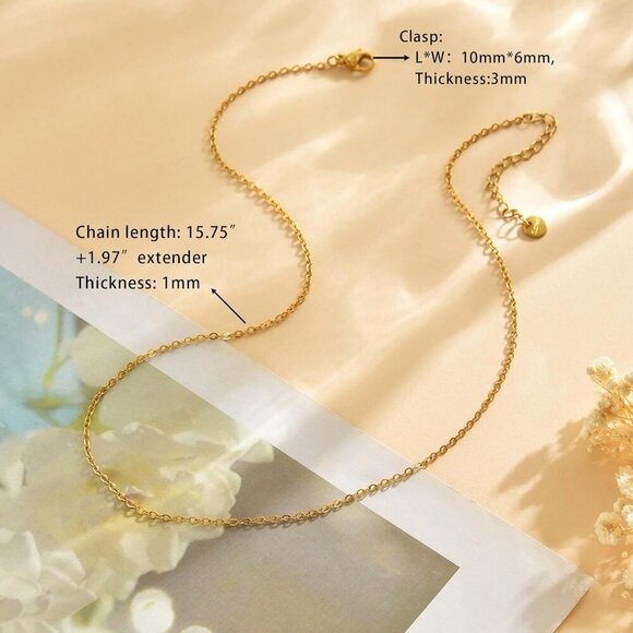 Hypoallergenic 18K Gold Plated Choker Necklace - Waterproof & Tarnish Resistant - Picture 6 of 7